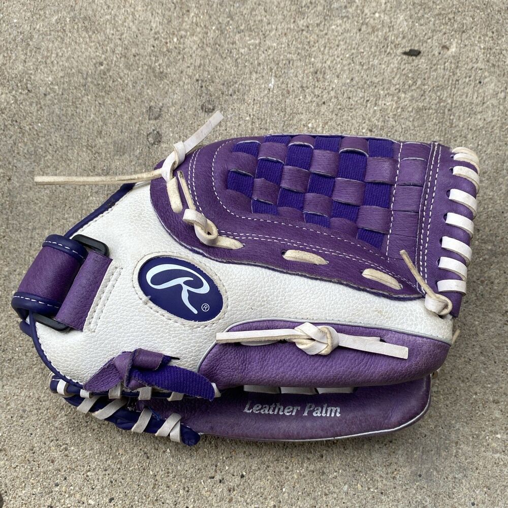 Rawlings Fastpitch Softball Glove FP115PURW 11.5" RHT Leather Palm Purple White